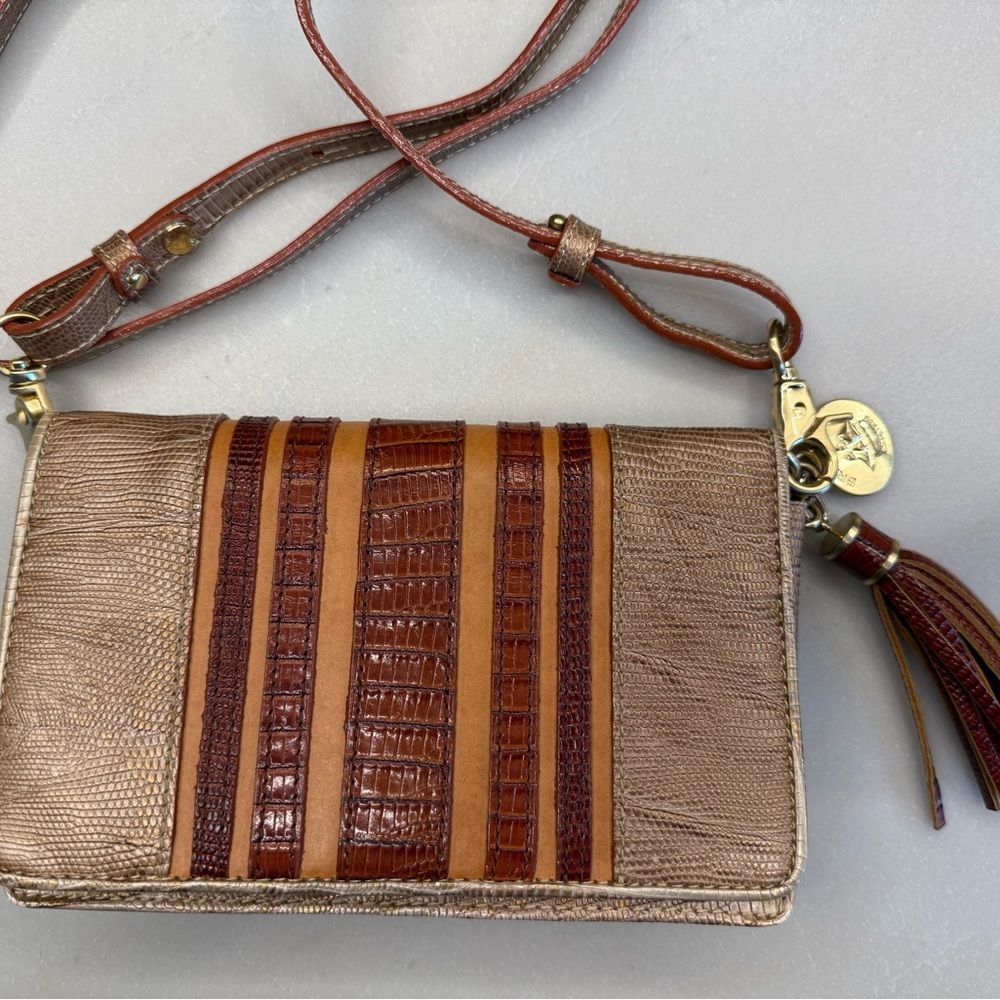 Elegant Brahmin Brown Leather Crossbody Bag